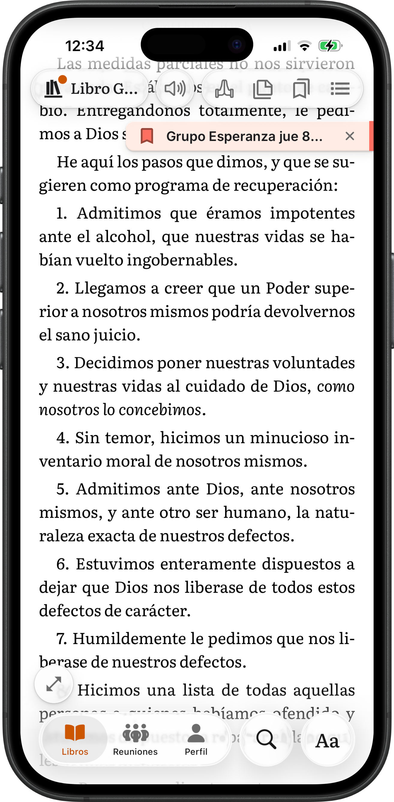 Un marcador flotante fijado a una página del Libro Grande en SoberHub