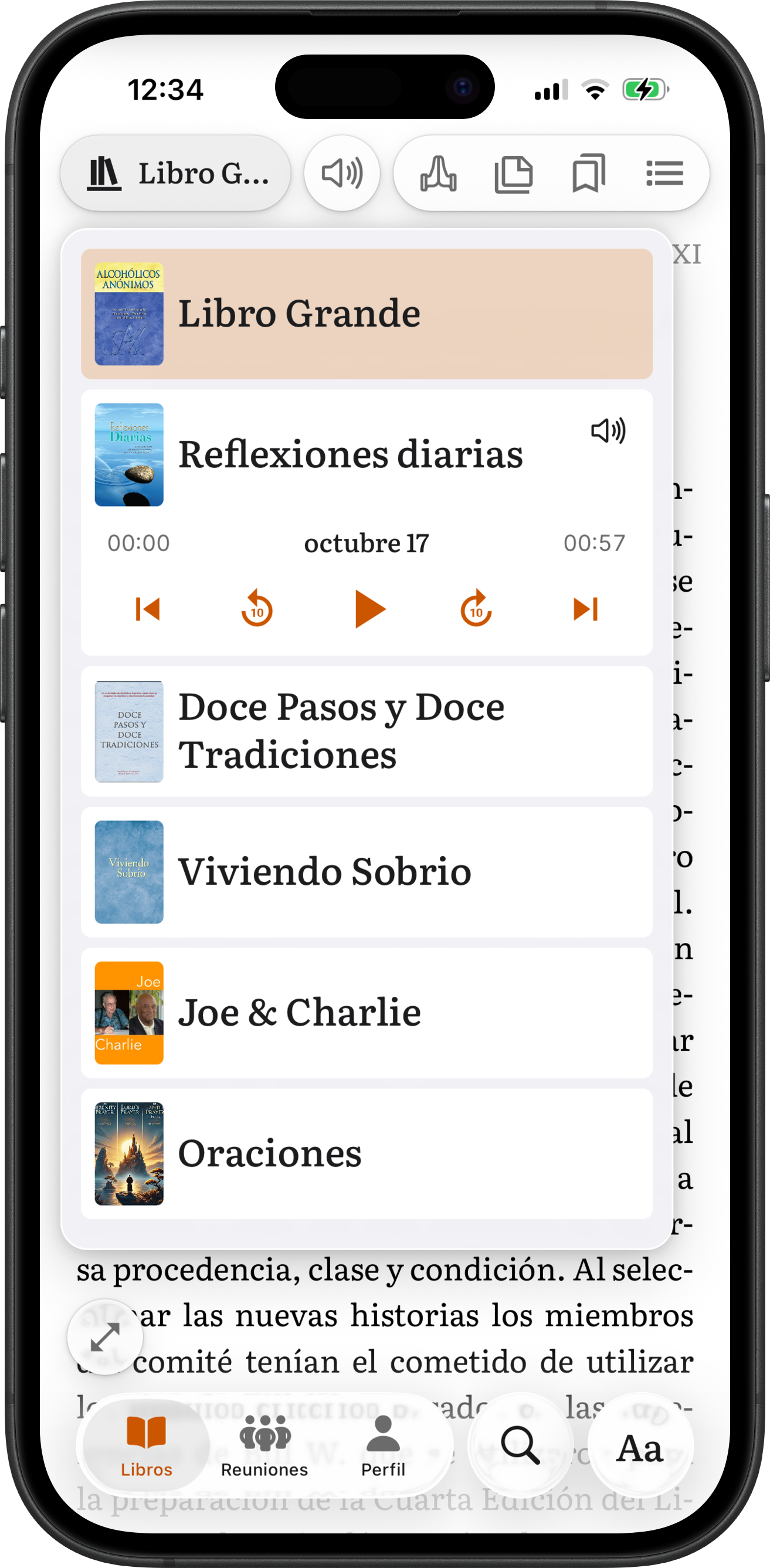 Menú de libros de SoberHub