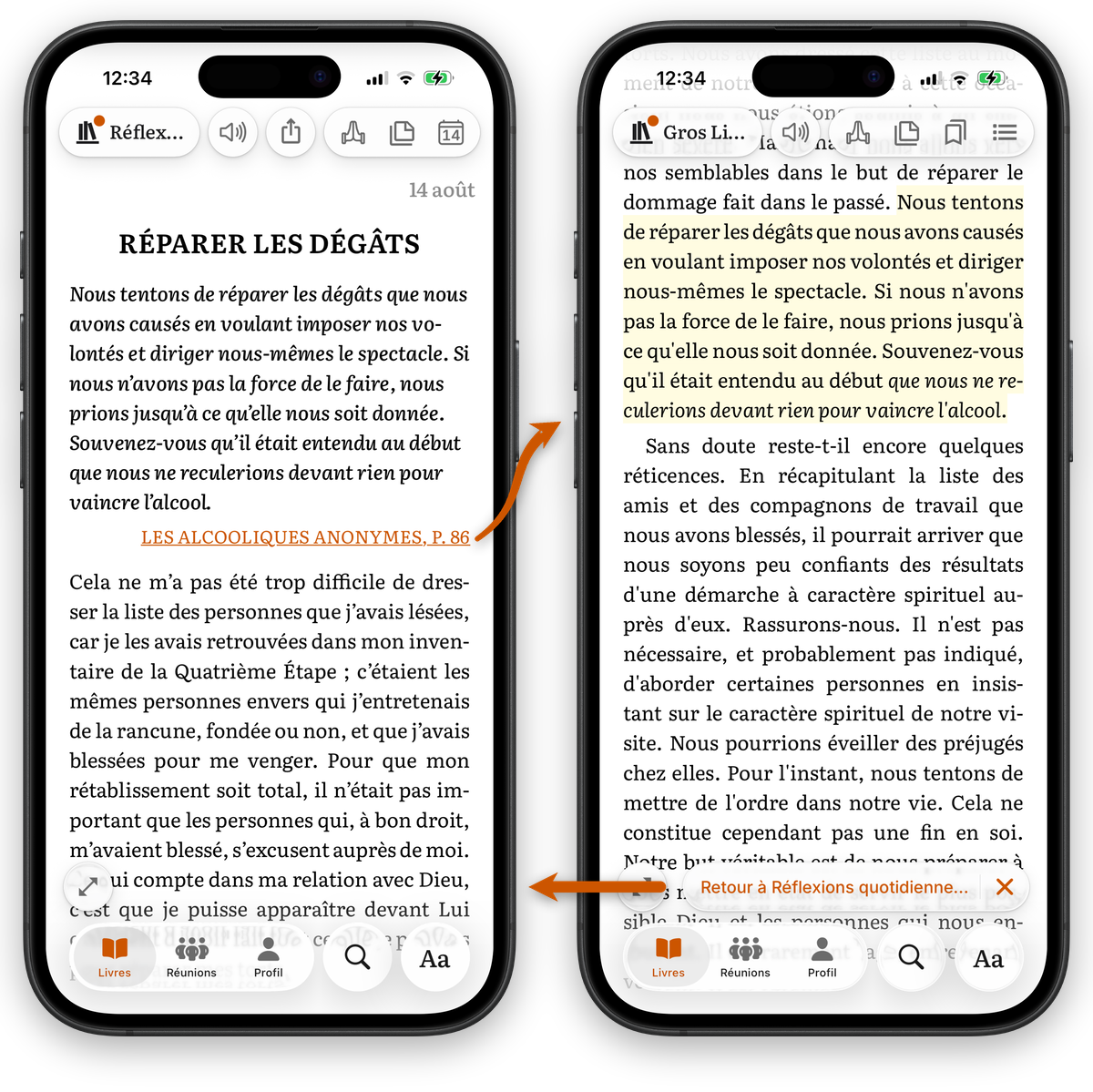 Référence croisée touchée dans SoberHub