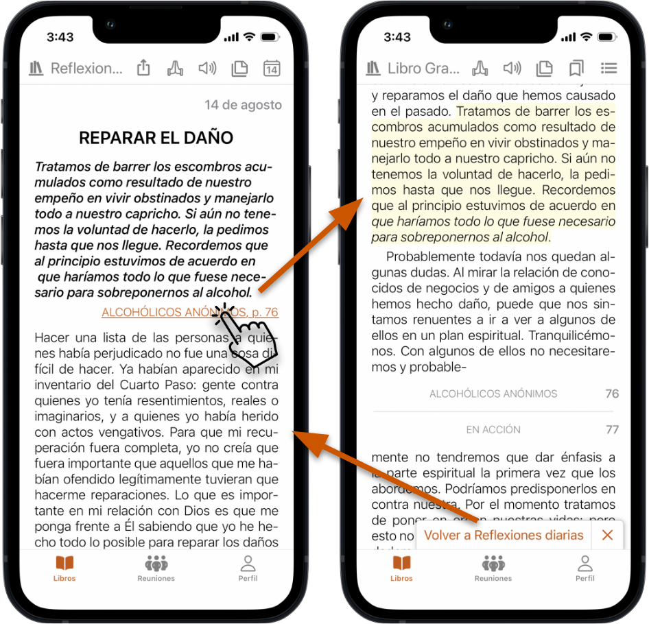 Pulsando una referencia cruzada en SoberHub