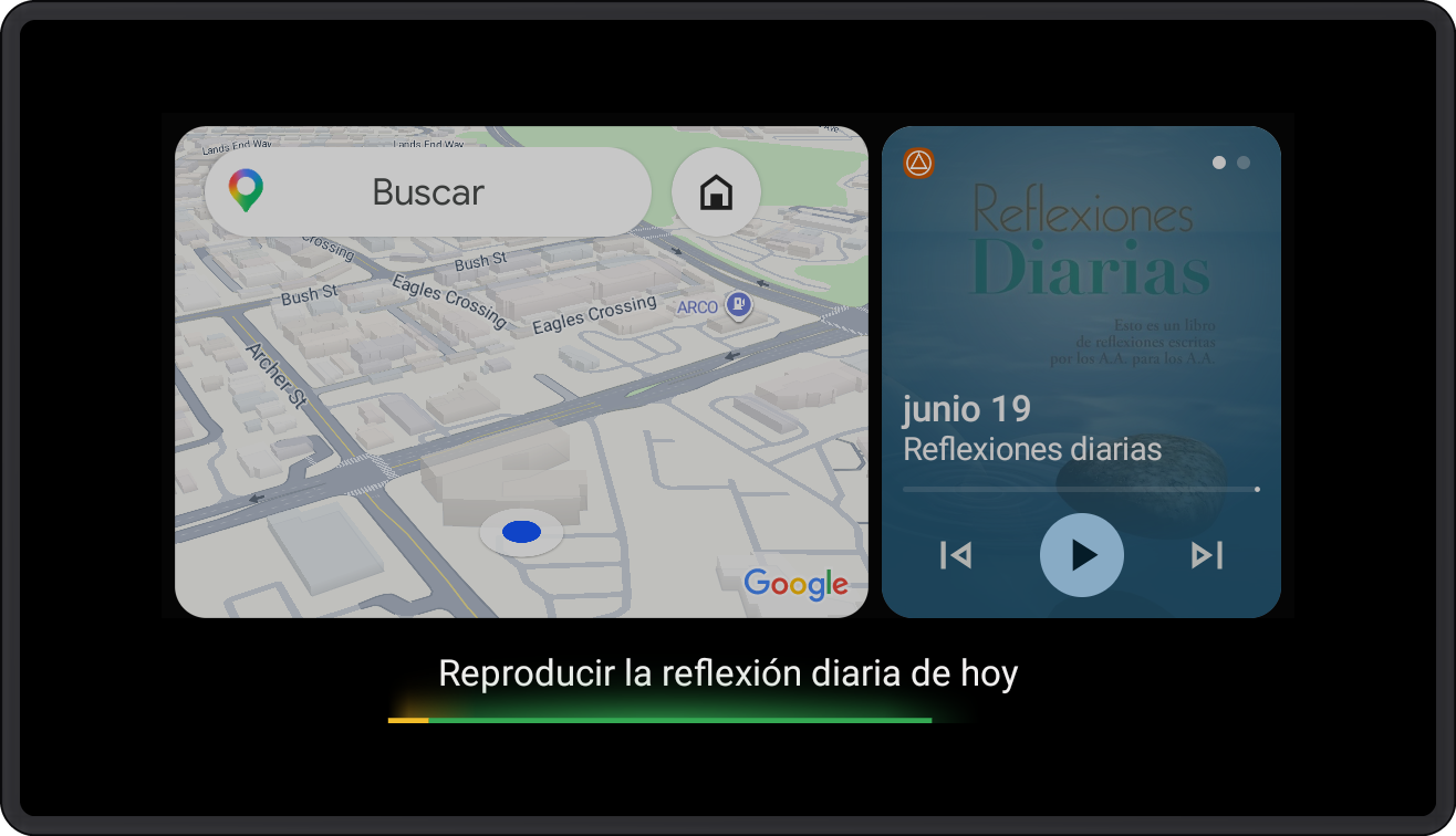 Reflexiones Diarias en la barra de reproducción compacta de Android Auto