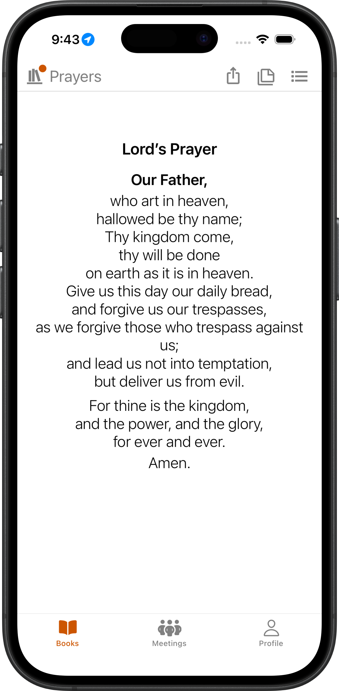 SoberHub app showing the Lord’s Prayer
